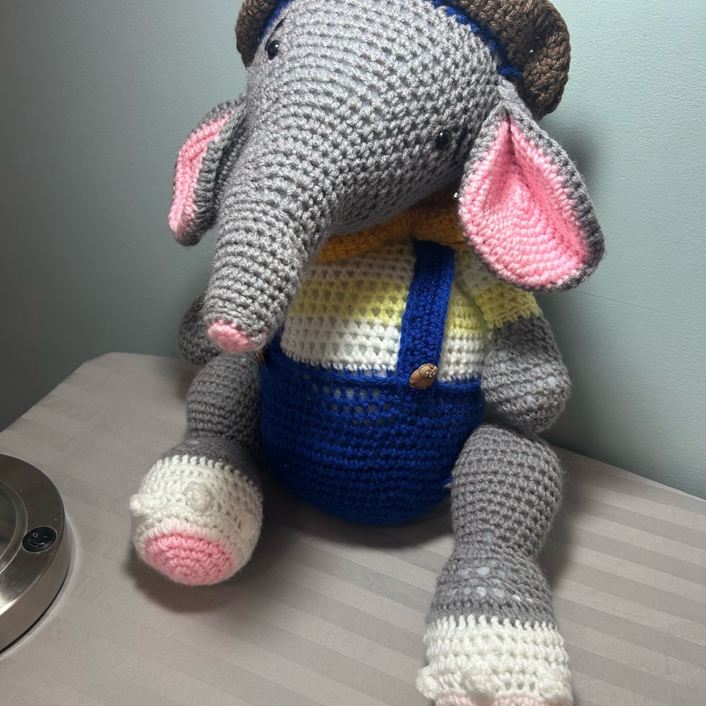 Handmade Crochet Elephant - Picture 1 of 8